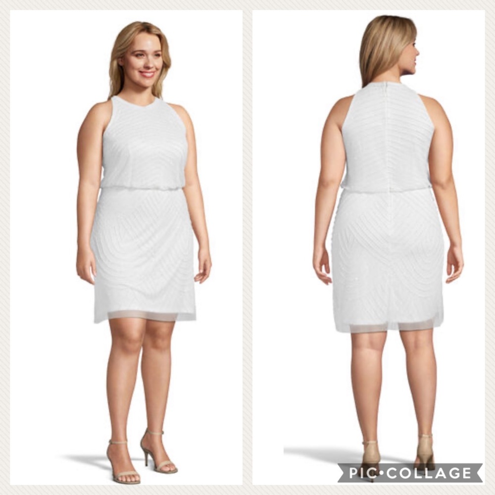 Adrianna Papell Art Deco beaded halter blouson Dress